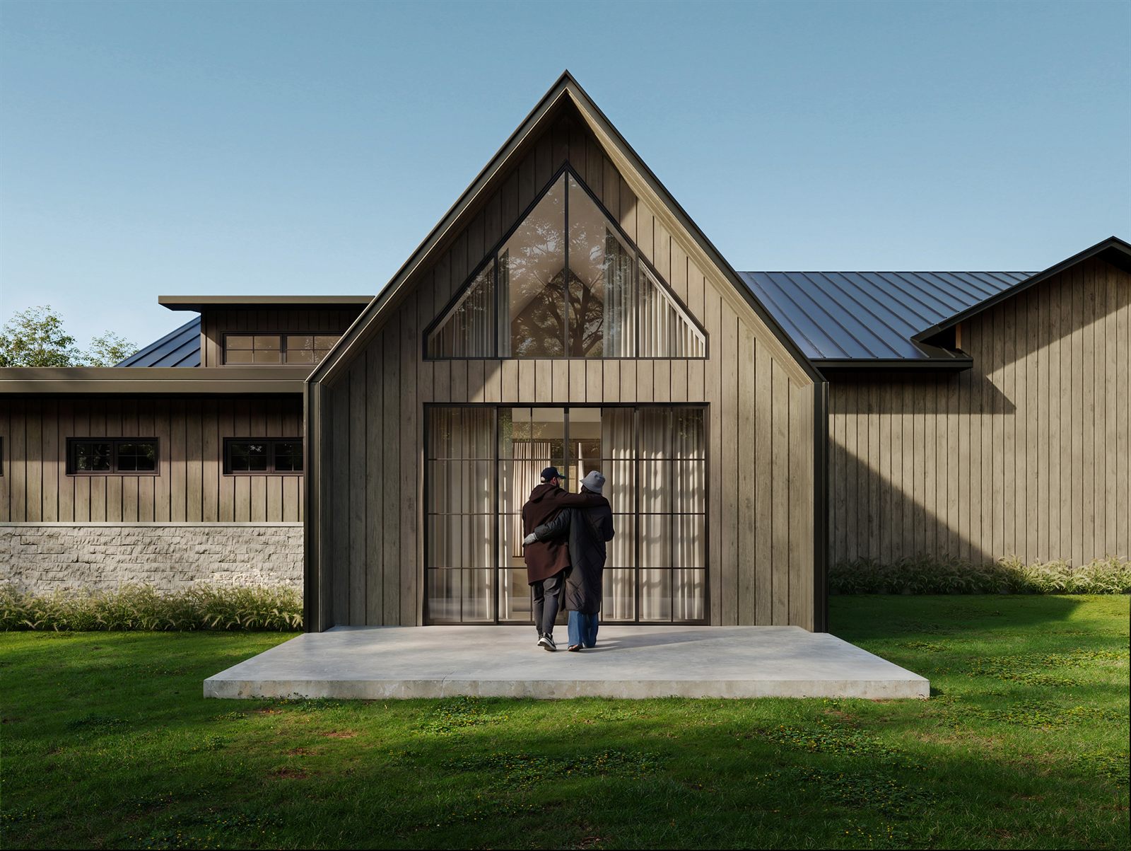 Timber-frame custom home exterior