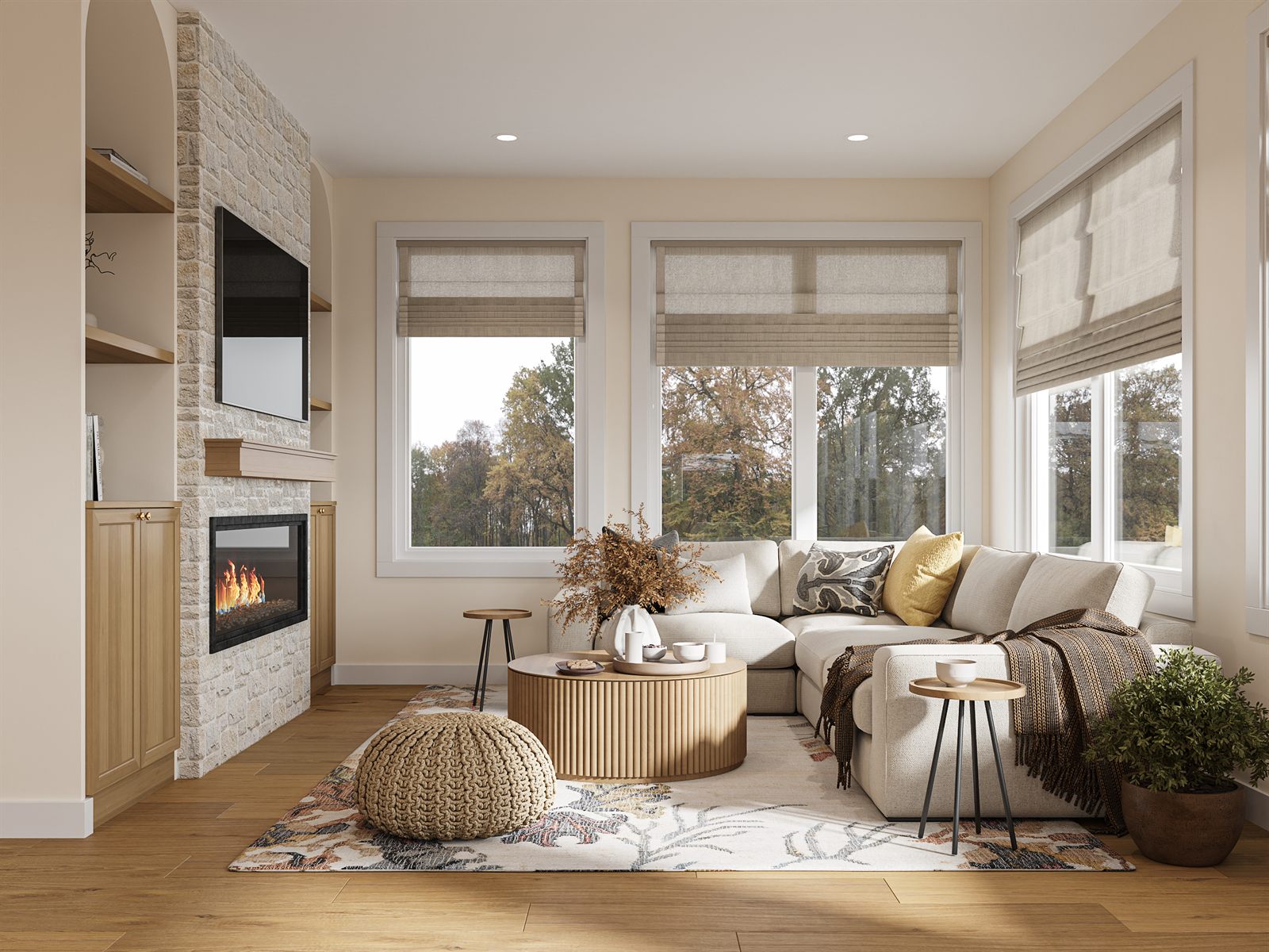 Sunlit living room renovation